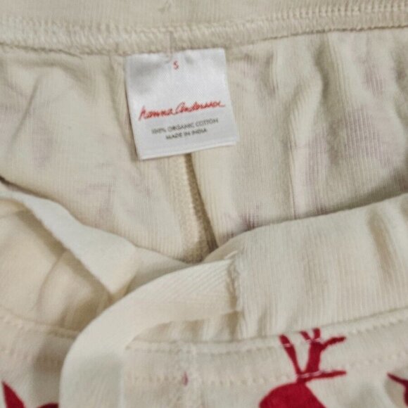 Hanna Andersson women's S small pajama pants Christmas holiday red cream Scandi - Picture 2 of 3